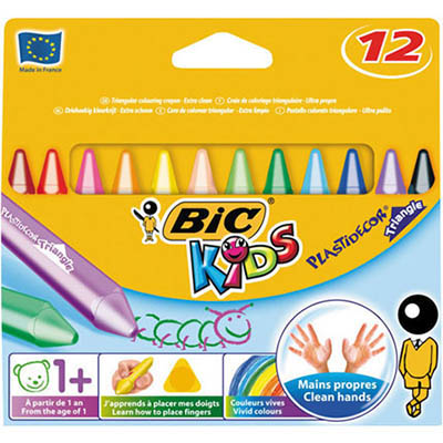 Image for BIC KIDS PLASTIDECOR TRIANGULAR CRAYON ASSORTED PACK 12 from OFFICE NATIONAL CANNING VALE