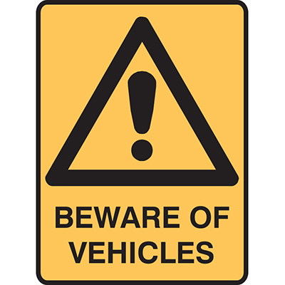 Image for BRADY WARNING SIGN BEWARE OF VEHICLES 450 X 300MM POLYPROPYLENE from Office National