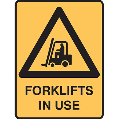 Image for BRADY WARNING SIGN FORKLIFTS IN USE 450 X 300MM POLYPROPYLENE from Office National Perth CBD