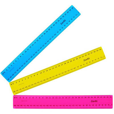Image for BANTEX RULER PLASTIC 300MM ASSORTED FLUORO from Ezi Office National Tweed