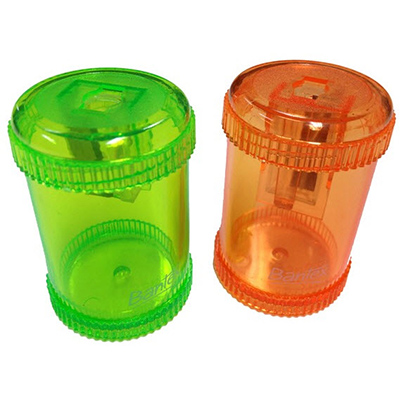 Image for BANTEX CANISTER PENCIL SHARPENER 1-HOLE GREEN/ORANGE from Discount Office National