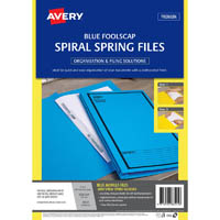 avery 88545 spiral spring action file foolscap blue pack 5