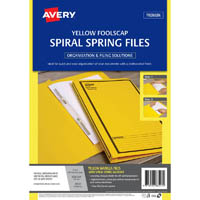 avery 88547 spiral spring action file foolscap yellow pack 5