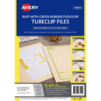 avery 88554 tubeclip file foolscap buff with green print pack 5