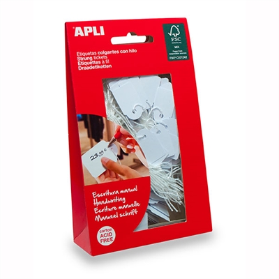 Image for APLI STRUNG TICKETS 22 X 35MM WHITE PACK 100 from Office National Limestone Coast