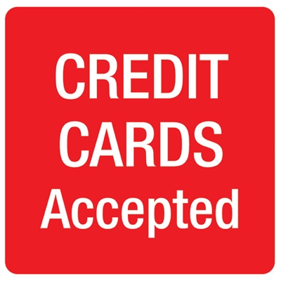 Image for APLI SELF ADHESIVE SIGN CREDIT CARDS ACCEPTED 114MM RED/WHITE from Discount Office National