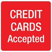 apli self adhesive sign credit cards accepted 114mm red/white