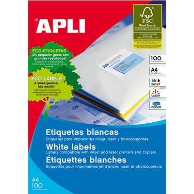 Image for APLI 1279 GENERAL USE LABELS SQUARE CORNERS 8UP 105 X 74.0MM A4 WHITE 100 SHEETS from Connelly's Office National