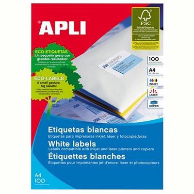 Image for APLI 1281 GENERAL USE LABELS SQUARE CORNERS 1UP 210 X 297.0MM A4 WHITE 100 SHEETS from Axsel Office National