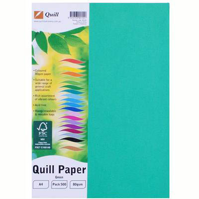 Image for QUILL COVER PAPER 80GSM A4 GREEN PACK 500 from Surry Office National