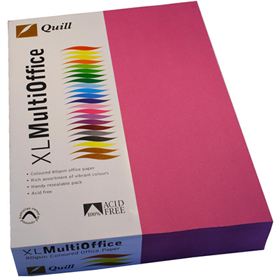 Image for QUILL COVER PAPER 80GSM A4 FLUORO PINK PACK 500 from Office National Balcatta