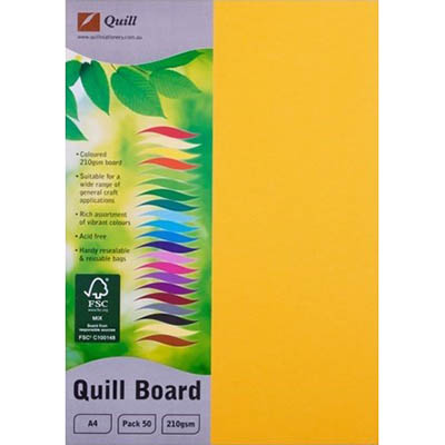 Image for QUILL BOARD 210GSM A4 SUNSHINE YELLOW PACK 50 from Connelly's Office National