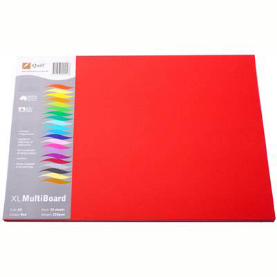 Image for QUILL XL MULTIBOARD 210GSM A3 RED PACK 25 from Absolute MBA Office National