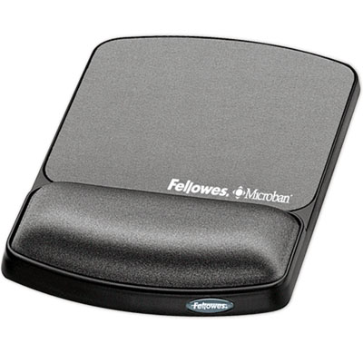 Image for FELLOWES MOUSE PAD WITH WRIST REST MICROBAN POLYSTYRENE GEL LYCRA GRAPHITE from Mackay Business Machines (MBM) Office National
