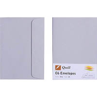 quill c6 coloured envelopes plainface strip seal 80gsm 114 x 162mm grey pack 25