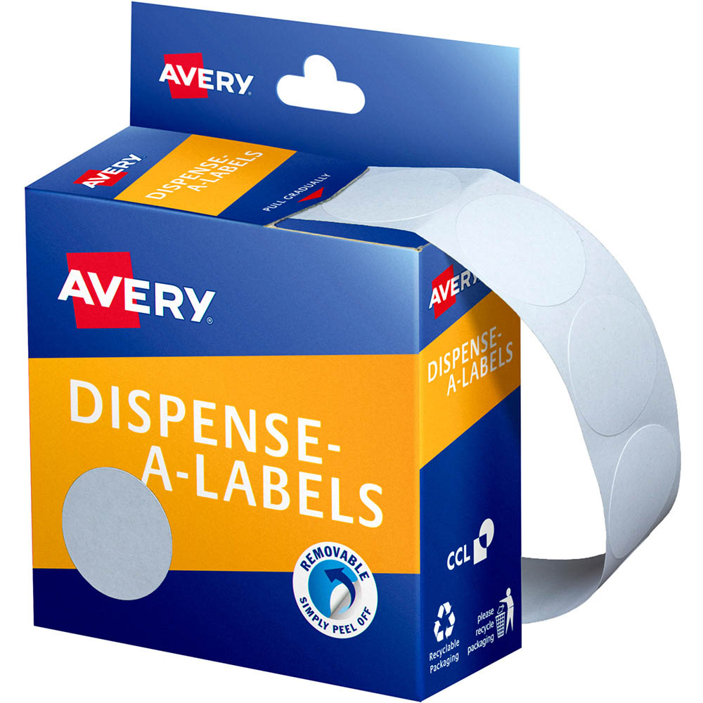Image for AVERY 937293 LABEL DISPENSER ROUND 32MM WHITE PACK 350 from Axsel Office National