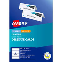 avery 947000 l7423 delegate cards laser embossed 2up 210 x 74.25mm 150gsm pack 25