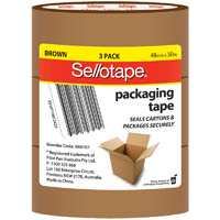 sellotape packaging tape polypropylene 48mm x 50m brown pack of 3