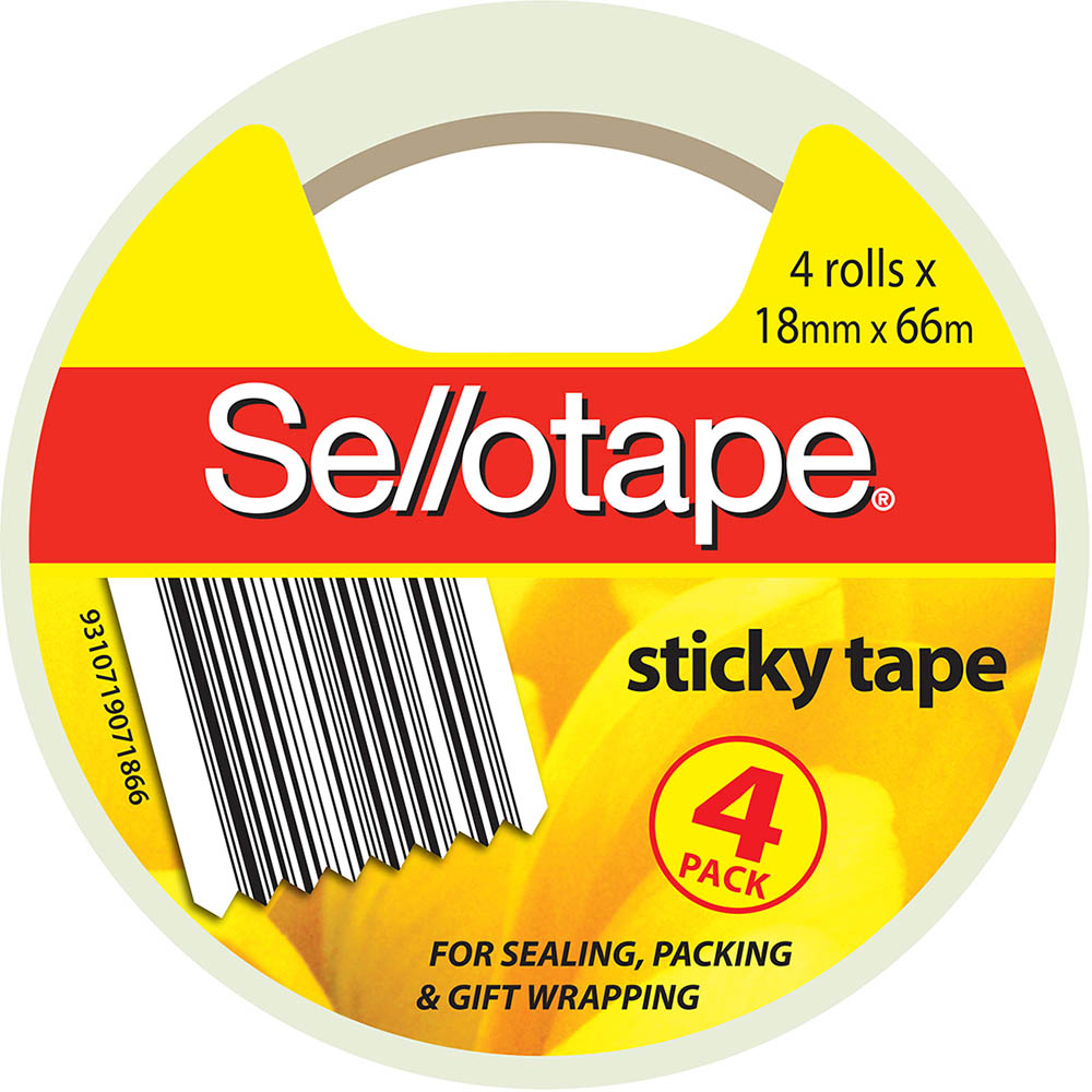 Image for SELLOTAPE STICKY TAPE 18MM X 66M CLEAR PACK 4 from Surry Office National