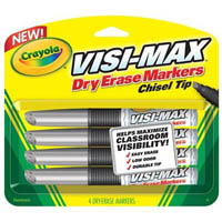 crayola visi-max dry erase whiteboard markers black pack 4