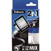 fellowes 2-in-1 screen cleaner and microfibre cloth spray bottle 50ml