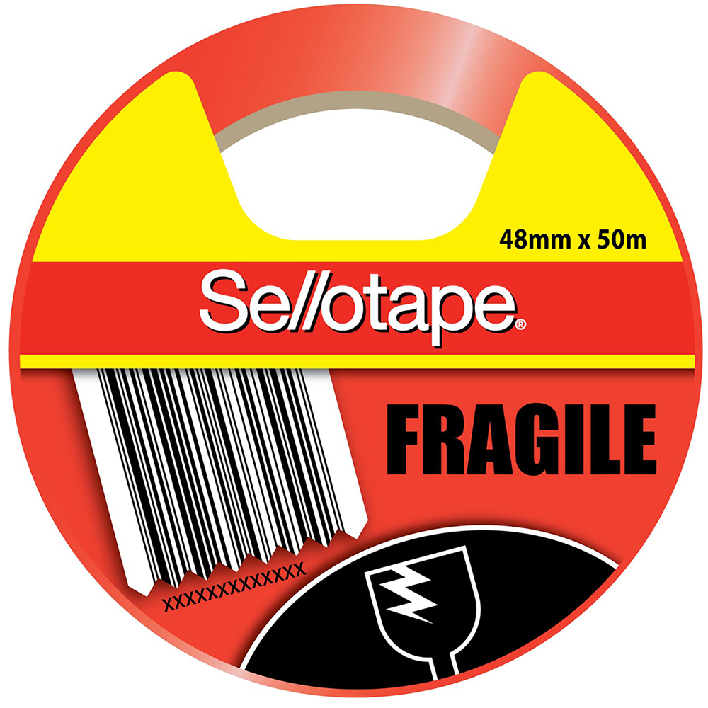 Image for SELLOTAPE FRAGILE TAPE 48MM X 75M ORANGE/BLACK from Connelly's Office National