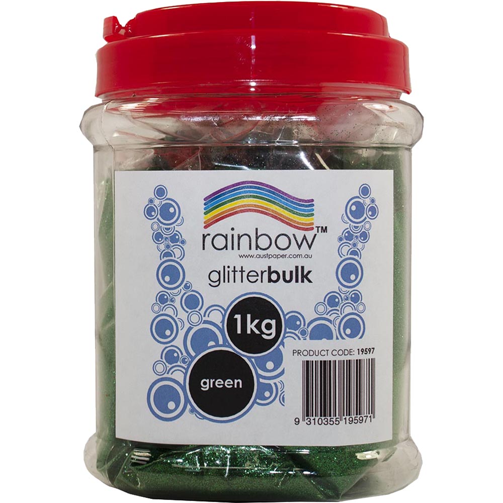 Image for RAINBOW GLITTER 1KG JAR GREEN from Officebarn Office National