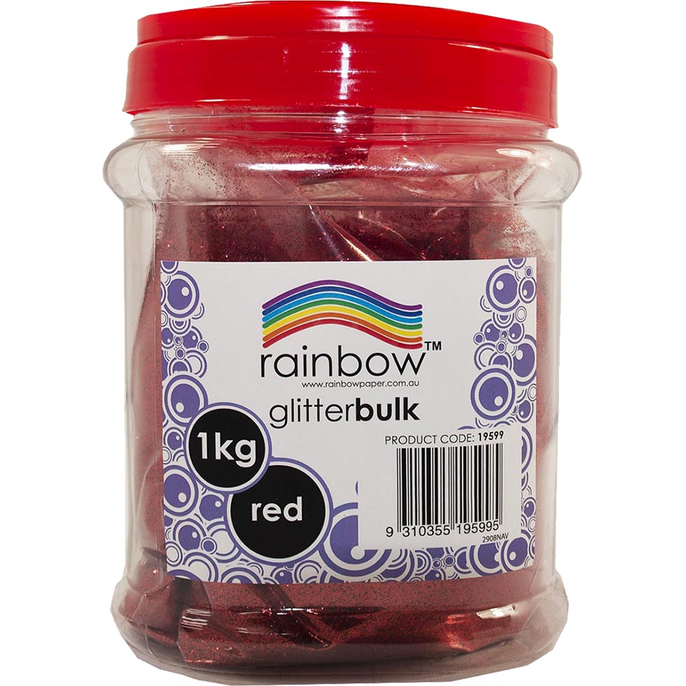Image for RAINBOW GLITTER 1KG JAR RED from Office National Capalaba