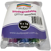 rainbow glitter bio-degradable 7g assorted pack 6