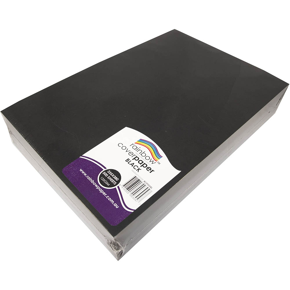 Image for RAINBOW COVER PAPER 125GSM 255 X 380MM BLACK 500 SHEETS from Office National Barossa