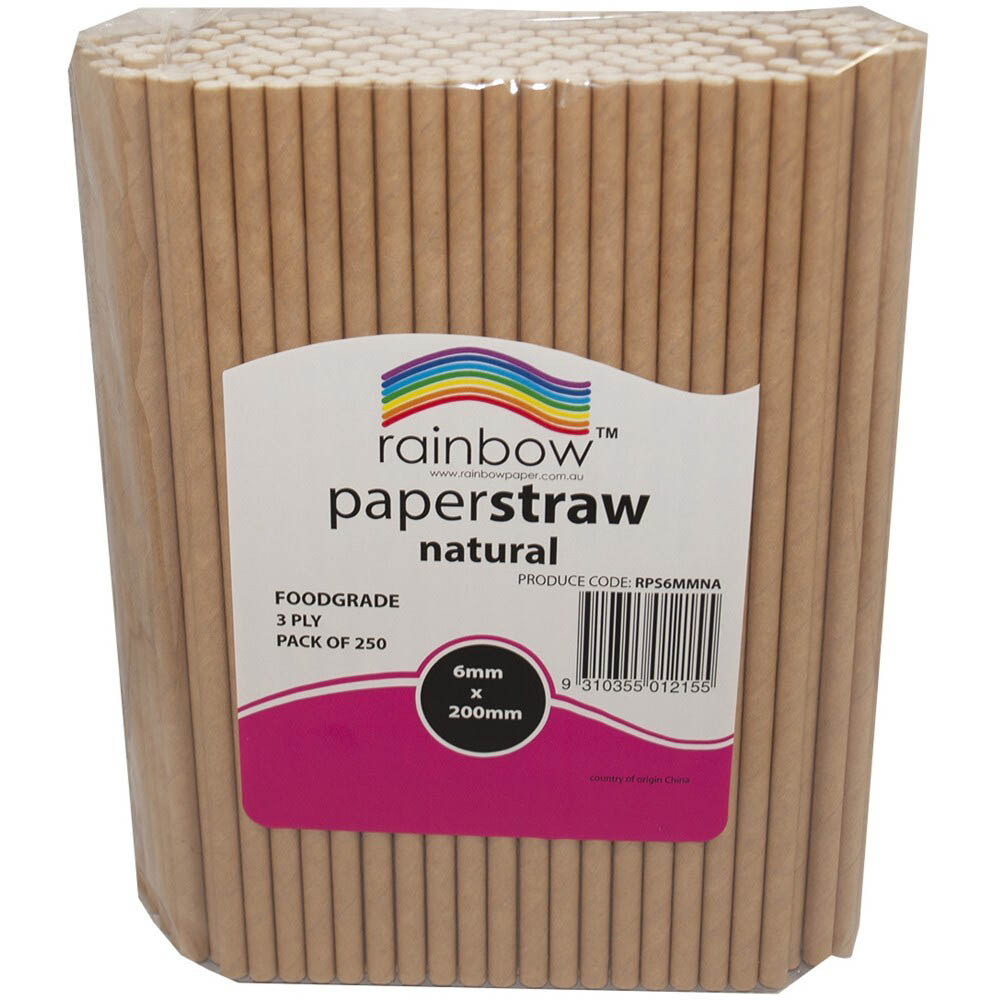 Image for RAINBOW PAPER STRAWS 200 X 6MM NATURAL PACK 250 from OFFICE NATIONAL CANNING VALE