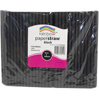 rainbow paper straws 200 x 8mm black pack 250