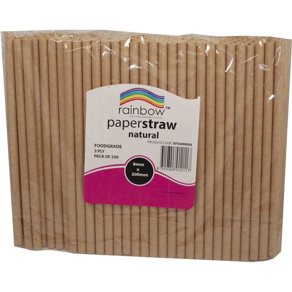 Image for RAINBOW PAPER STRAWS 200 X 8MM NATURAL PACK 250 from OFFICE NATIONAL CANNING VALE