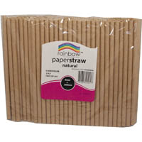 rainbow paper straws 200 x 8mm natural pack 250
