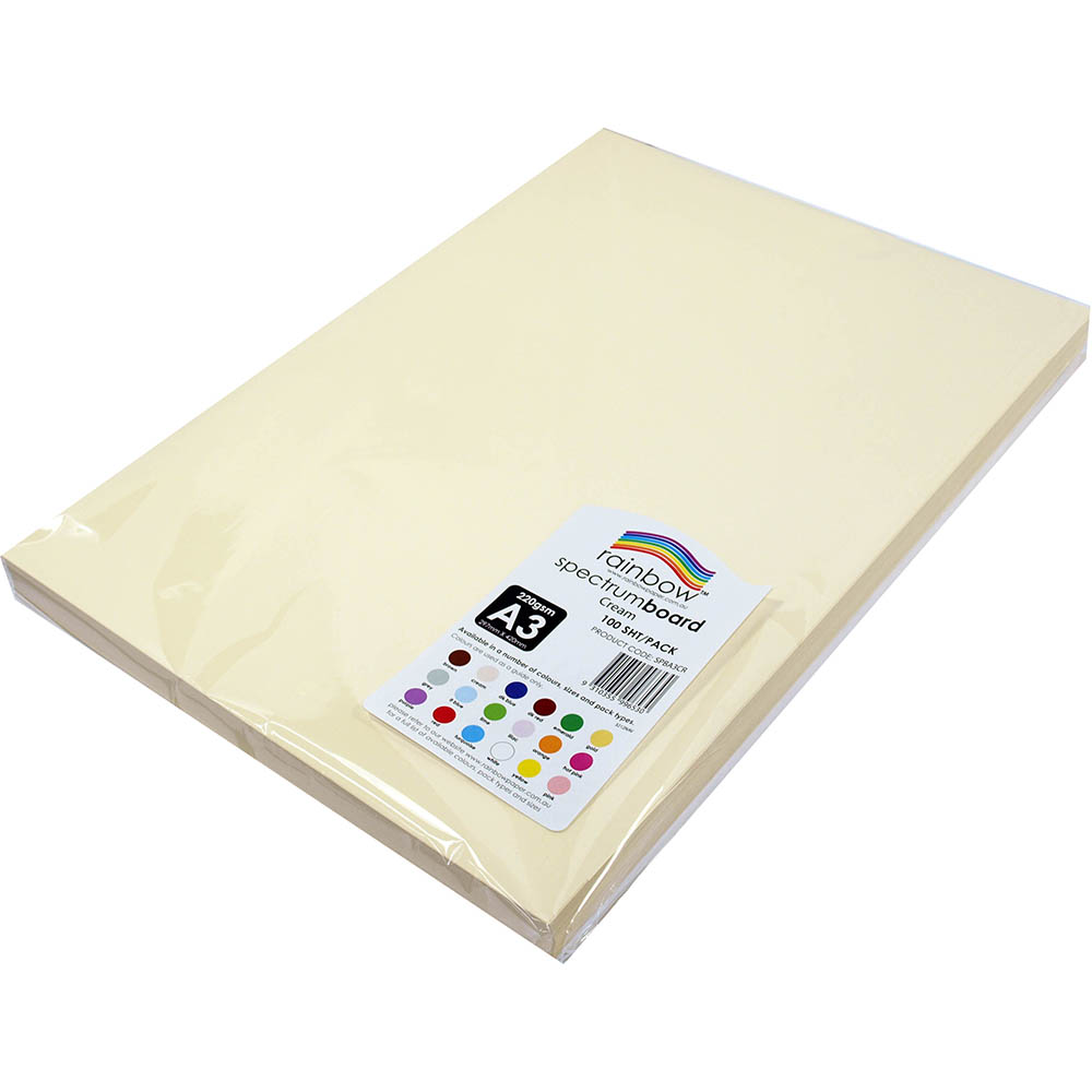 Image for RAINBOW SPECTRUM BOARD 220GSM A3 CREAM PACK 100 from OFFICE NATIONAL CANNING VALE