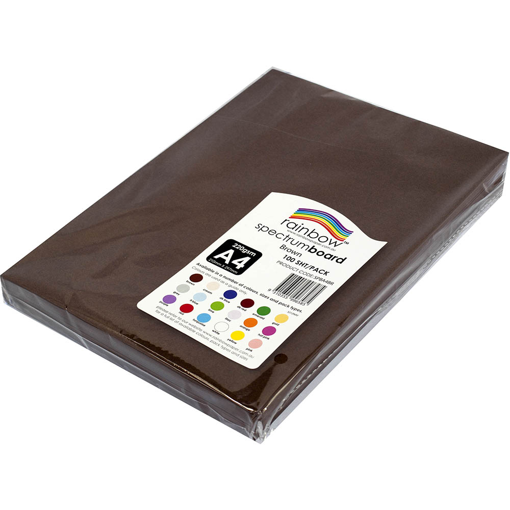 Image for RAINBOW SPECTRUM BOARD 220GSM A4 BROWN PACK 100 from PaperChase Office National