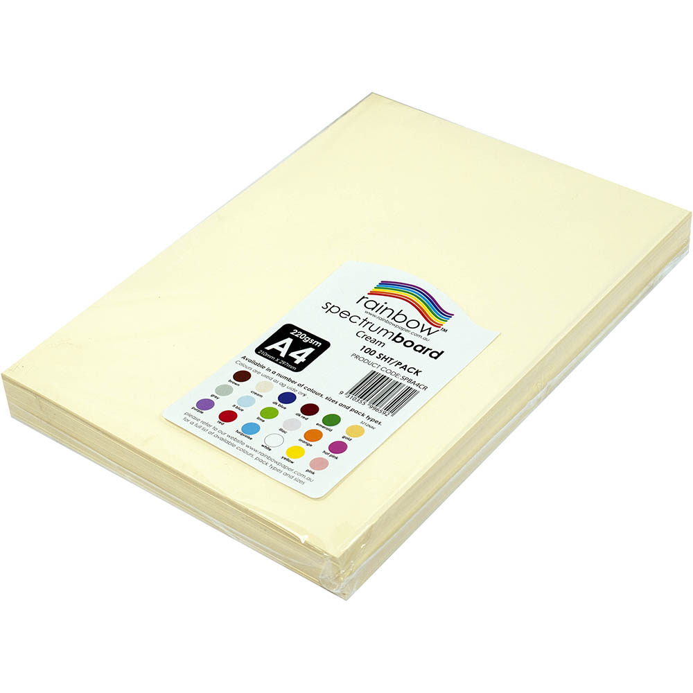 Image for RAINBOW SPECTRUM BOARD 220GSM A4 CREAM PACK 100 from Paul John Office National