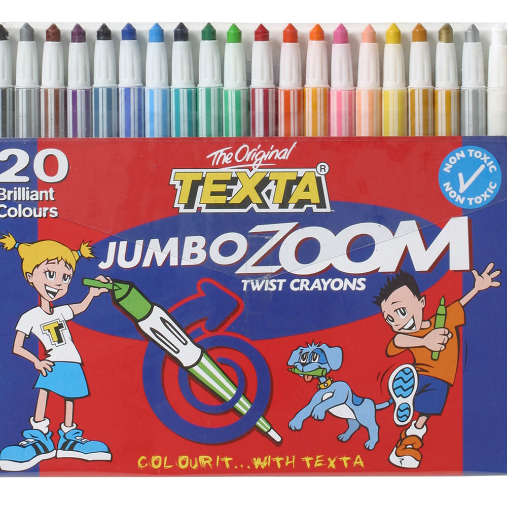 Image for TEXTA JUMBO ZOOM TWIST CRAYONS ASSORTED WALLET 20 from OFFICE NATIONAL CANNING VALE