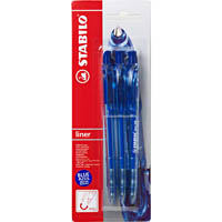 stabilo 308 liner retractable ballpoint pen 1.0mm blue pack 3
