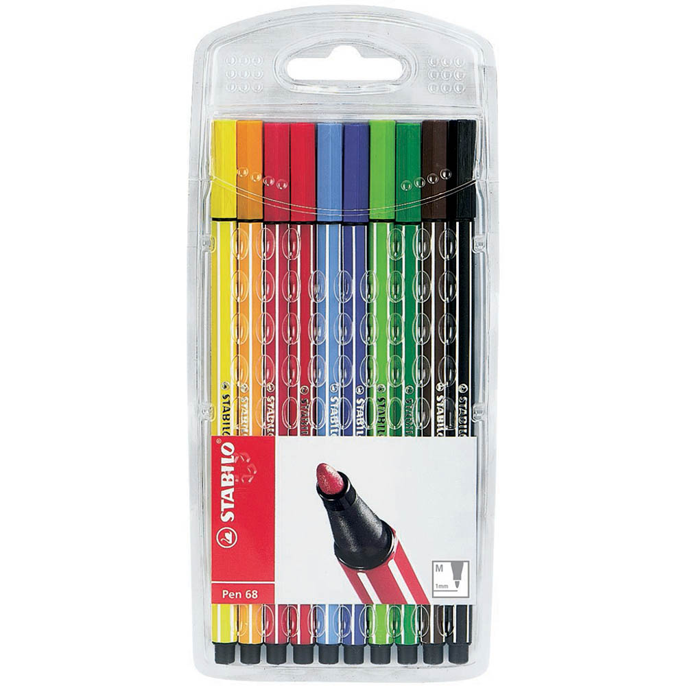 Image for STABILO 68 FIBRE TIP PENS 1.0MM ASSORTED WALLET 10 from Office National Perth CBD