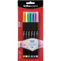 artline supreme fineliner pen 0.4mm pastel pack 6