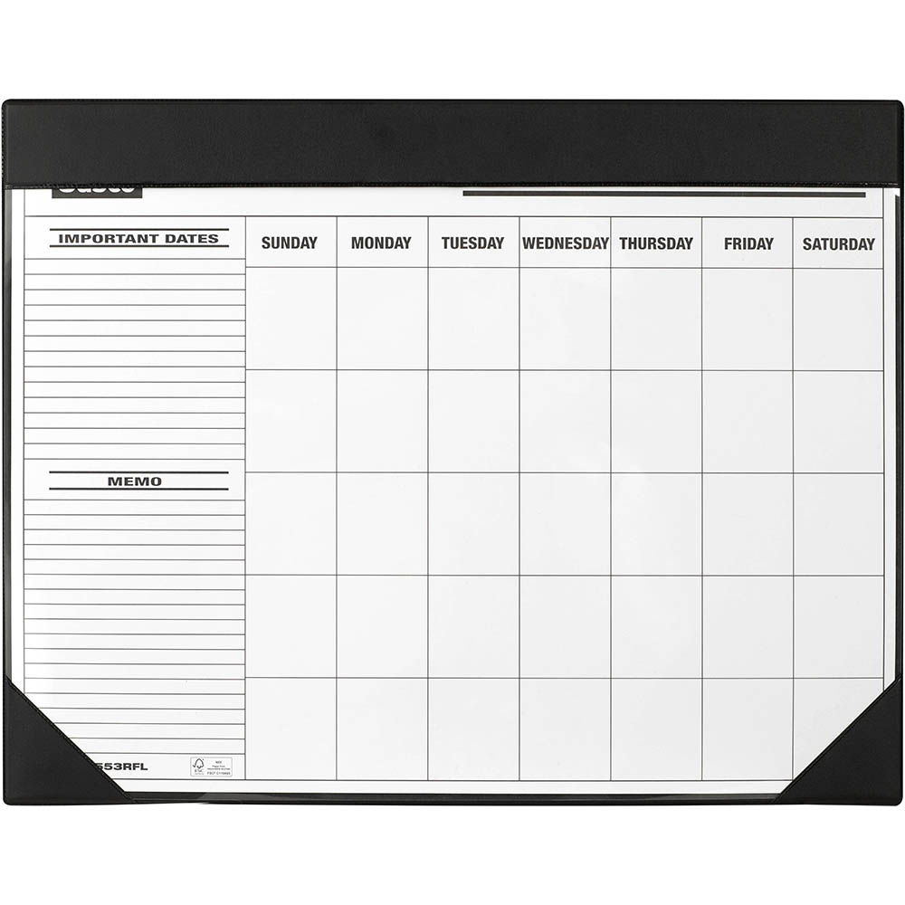 Image for SASCO DESK PLANNER CALENDAR UNDATED MONTH TO VIEW 455 X 580MM BLACK from Office National