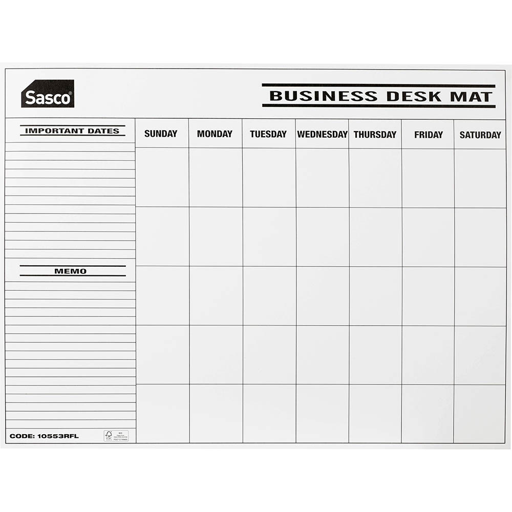 Image for SASCO DESK PLANNER CALENDAR UNDATED MONTH TO VIEW REFILL PACK 12 from Darwin Business Machines Office National