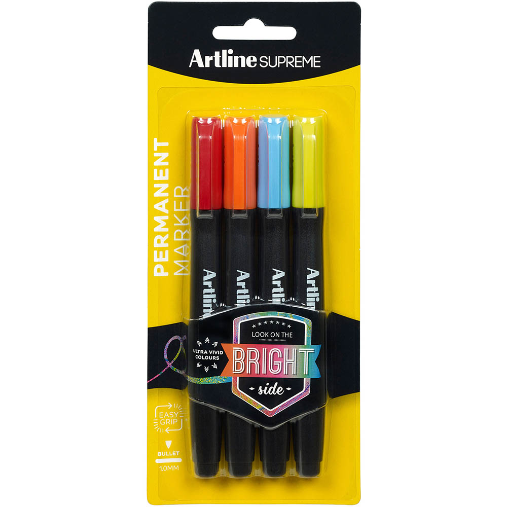 Image for ARTLINE SUPREME PERMANENT MARKER BULLET 1.0MM KALEIDOSCOPE PACK 4 from Surry Office National