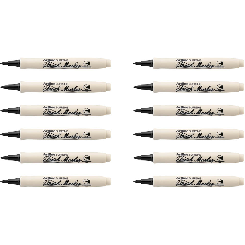 Image for ARTLINE SUPREME BRUSH MARKER 5MM BLACK BOX 12 from Emerald Office Supplies Office National