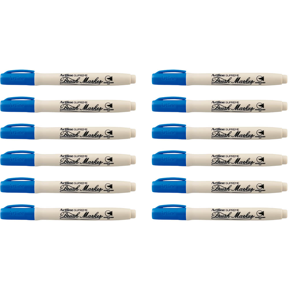 Image for ARTLINE SUPREME BRUSH MARKER 5MM BLUE BOX 12 from Surry Office National