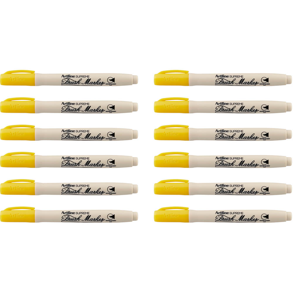 Image for ARTLINE SUPREME BRUSH MARKER 5MM YELLOW BOX 12 from Emerald Office Supplies Office National