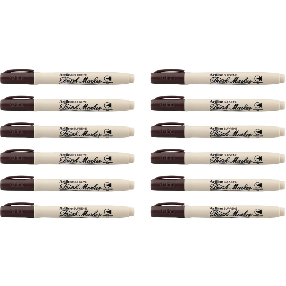 Image for ARTLINE SUPREME BRUSH MARKER 5MM DARK BROWN BOX 12 from Surry Office National