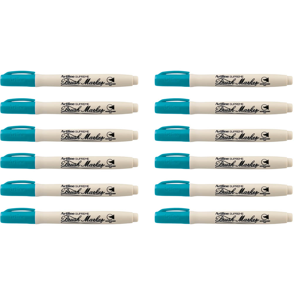 Image for ARTLINE SUPREME BRUSH MARKER 5MM TURQUOISE BOX 12 from Surry Office National