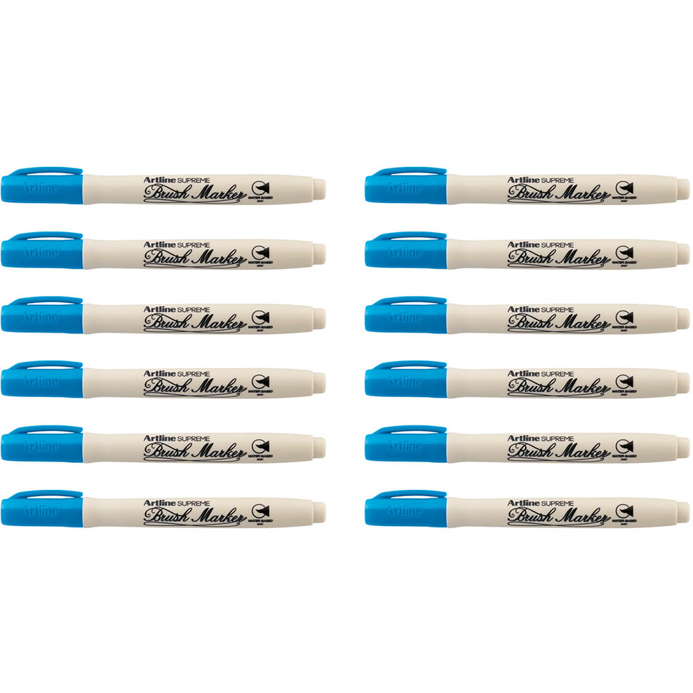 Image for ARTLINE SUPREME BRUSH MARKER 5MM SKY BLUE BOX 12 from Emerald Office Supplies Office National